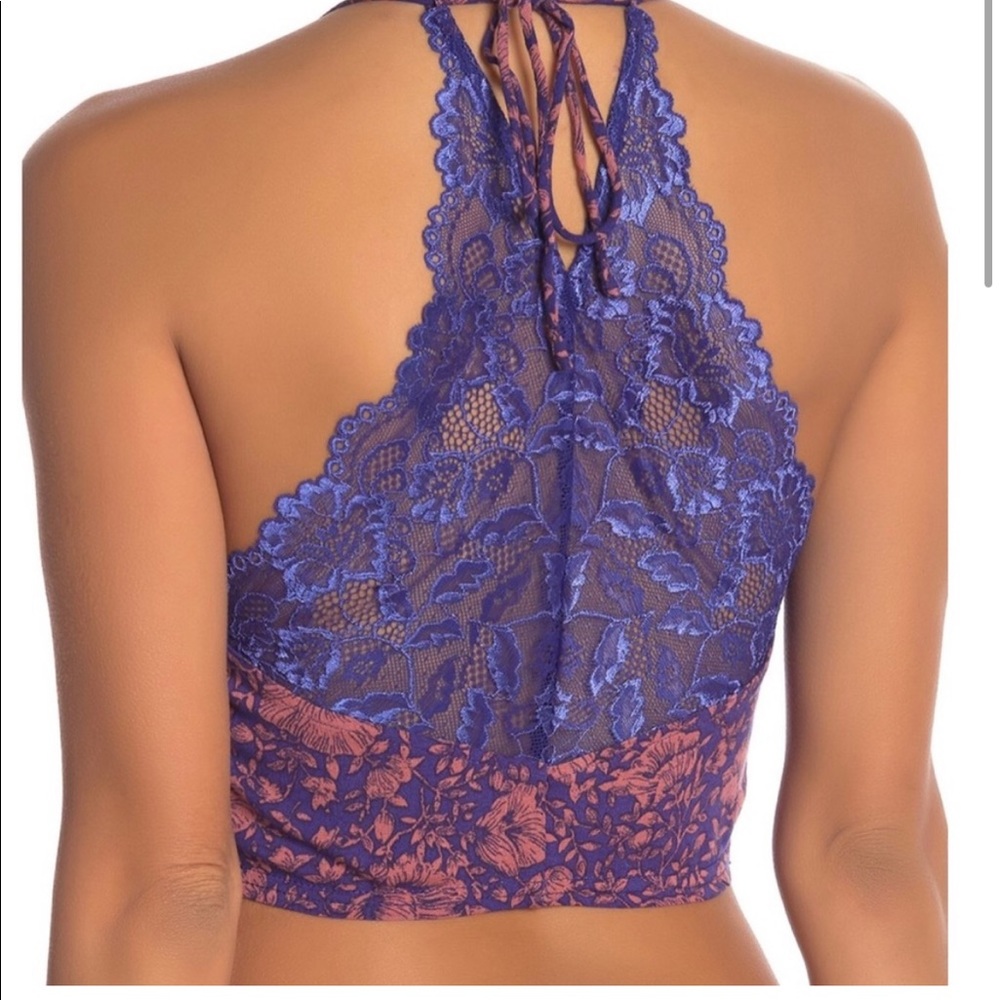 Free people adjustable tie lace back printed top
